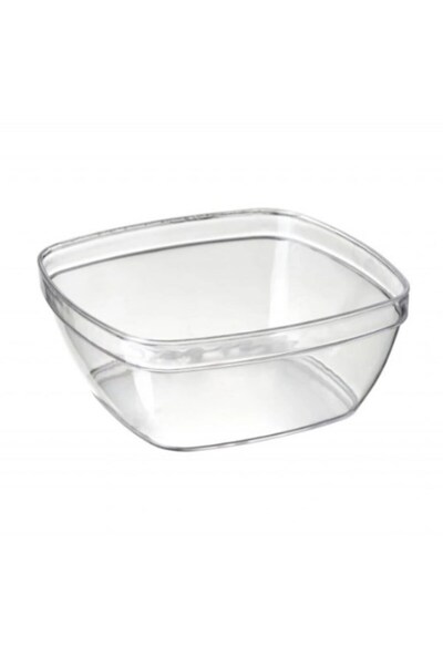 yorulmaz ambalaj Crystal Square Bowl 330 Cc 24 Pieces – Transparent Plastic, ...