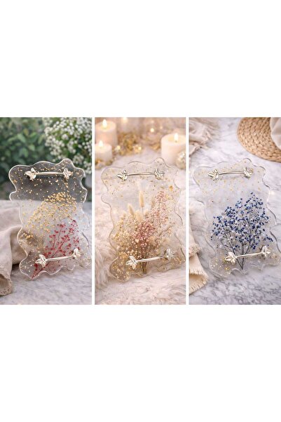 Lumera El Yapımı Epoksi Tepsi – Gerçek Kurutulmuş Çiçekli, Şeffaf Tasarım