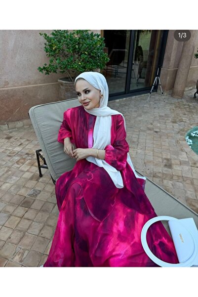 AuraWear Kadın Desenli Şifon Elbise