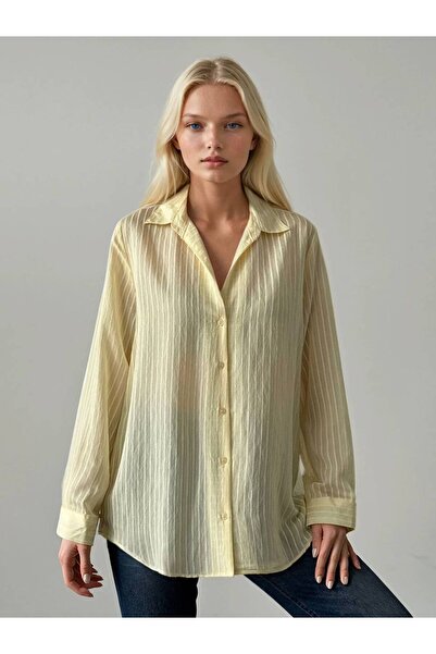 Cistern İstanbul Women's Striped Detailed Textured Shirt