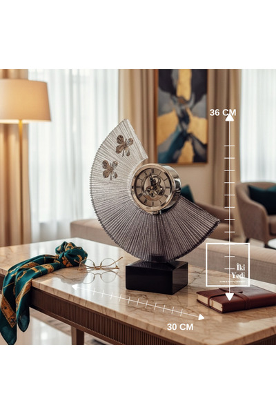 İki Yedi Konsept Catiline Mermer Kaideli Masa Saati Epoksi Gövdeli Lüks Konso...