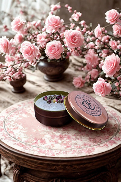 OCCE CANDLE HOUSE TOMURCUK GÜL METAL KUTU MUM ROSE GOLD 75CC 100 GR SEVGİLİLE...