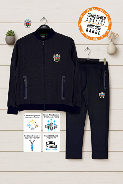 BESSA Σετ αθλητικής φόρμας σε μπλε ναυτικό χρώμα, με στάμπα σημαίας Αζερμπαϊτ...