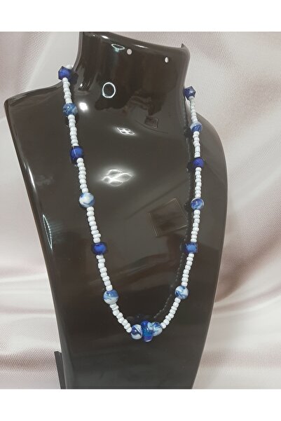 Butik Blue Glass Beaded Evil Eye Bead Detailed Closure Steel Handmade Women's...