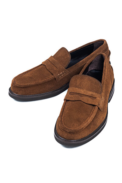 NEWDERİSAN Men's Genuine Suede Leather Penny Loafer Shoes – Classic Casual Of...