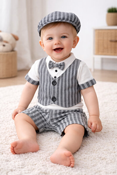 bebekyol Striped Bow Tie Summer Baby Boy Suit