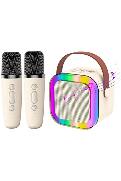 OEM Set de 2 microfoane karaoke cu difuzor portabil, LED-uri colorate, wirele...