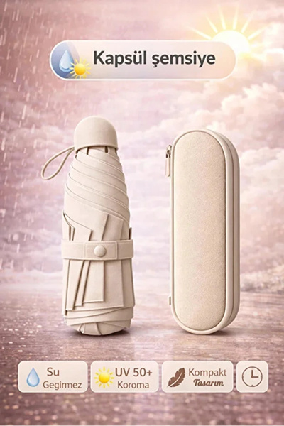 Rosemor Şemsiye Kapsül Otomatik Aç Kapa Rüzgara Dayanıklı Taşıma Kılıflı Mini...