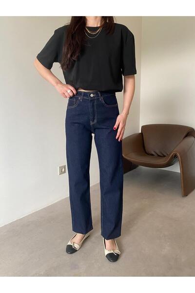 Bade Butik أزرق داكن حافة غير مكتملة آنا بي إف جين