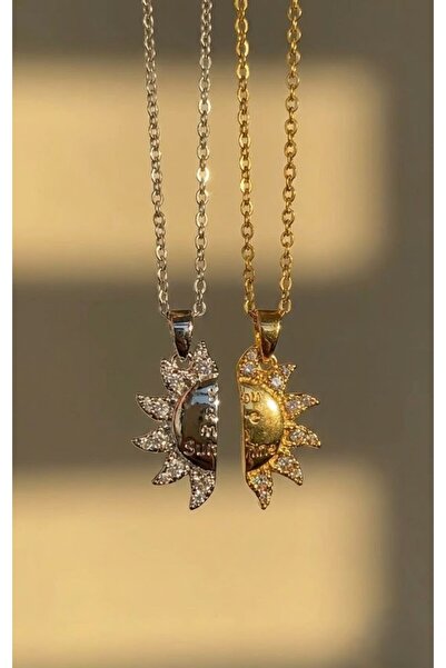 Novalune Kararmaz Çelik Gümüş Gold You Are My Sunshine Yazılı Mıknatıslı Çift...