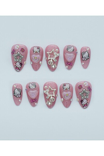 Nezlin Collection Kitty Cat Protez Jel Takma Tırnak - El Yapımı Kalıcı Oje Na...