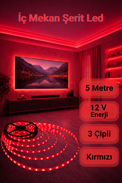 ENFE 3 Çipli Şerit Led Kırmızı Işık ◆ İç Mekan ◆ Yüksek Lümen ◆ Ekstra Kalın ...