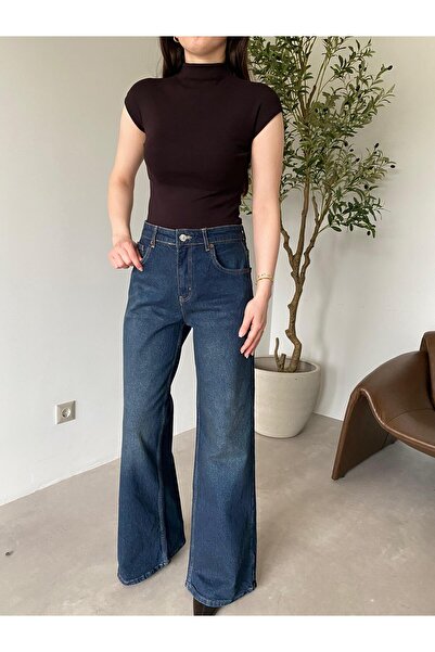 Bade Butik Blugi Jolly cu picior larg, albastru închis