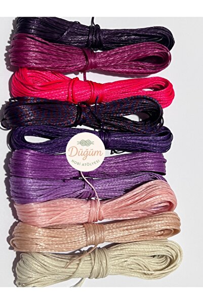 Düğüm Hobi Atölyesi 10 Metre 10 Renk 1 mm Mumlu İp (TOPLAM 100 METRE) Kolye İ...