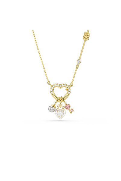 Swarovski Idyllia Kolye, Karışık kesimler, Kalp, anahtar, Pembe, Altın rengi ...