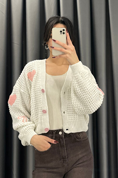 Noa&Noa سترة نوا نوا الوردية ذات الأزرار بنمط قلب - حجر كريستالي