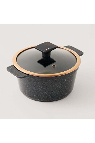 Generic ALBERTO Alberto aluminum casserole with glass lid 4.1L, black