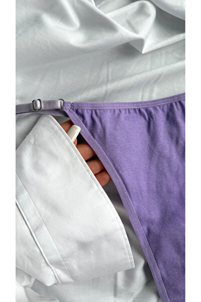 YOYYO Tanga din bumbac - Tanga liliac cu bandă laterală reglabilă