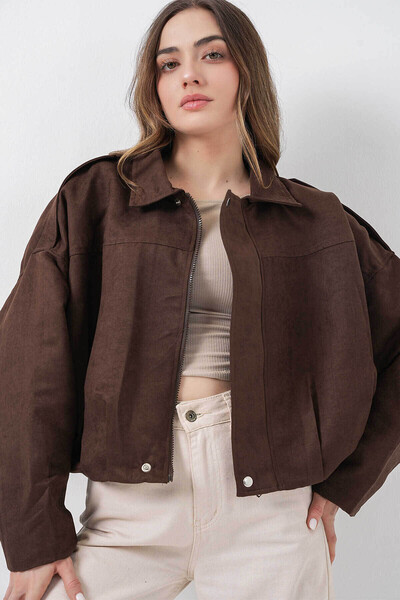 Bigdart Oversize Brown Women's Leather Jacket 1055