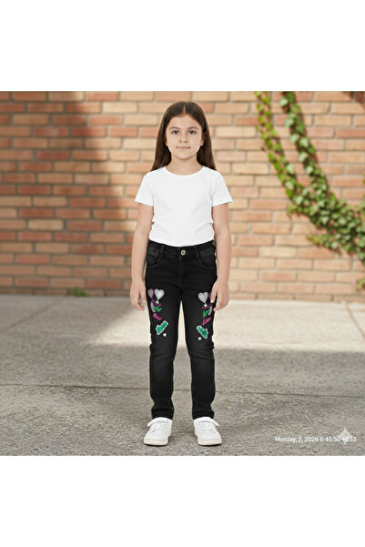CUBBUX Girl's & Baby's Embroidered Pocket Jeans