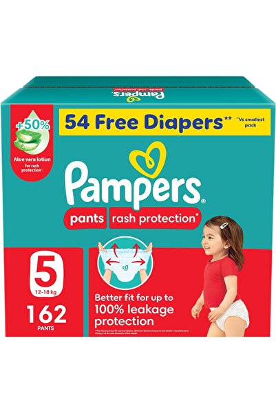 Pampers حفاضات داخلية واقية من الطفح الجلدي، مقاس 5، 12-18 كجم، تحتوي على أكث...