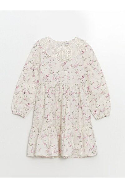 LC Waikiki Lcw Kids Ecru Baby Collar Floral Girl's Dress