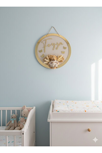 NaturessCo زينة باب غرفة الأطفال في المستشفى على شكل دمية دب ذهبية اللون من ا...