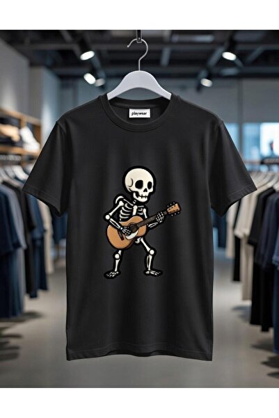 playwear PLAY WEAR Tricou unisex cu imprimeu GUITAR SKELETON, cu decolteu rotund
