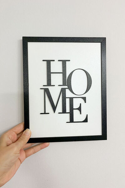 Kuzeylina Wooden Framed 2 Layer Home Written Mdf Wall Painting Black |   25X2...