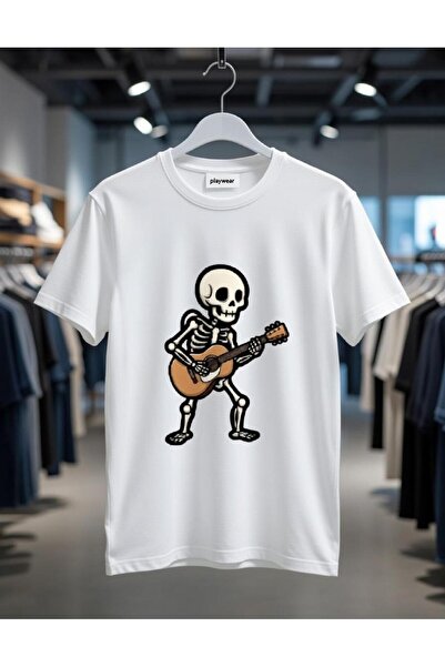 playwear PLAY WEAR Tricou unisex cu imprimeu GUITAR SKELETON, cu decolteu rotund