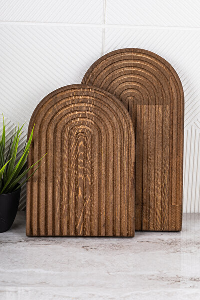 dnshome Ahşap Oymalı Yarım Gökkuşağı Dekoratif Tepsi Sunum Tepsisi Sunumluk 2...