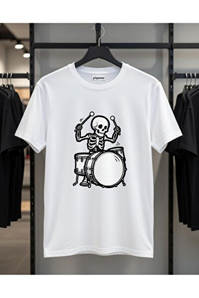 playwear PLAY WEAR Unisex Μπλουζάκι με στάμπα Drum Skeleton με λαιμόκοψη Crew...