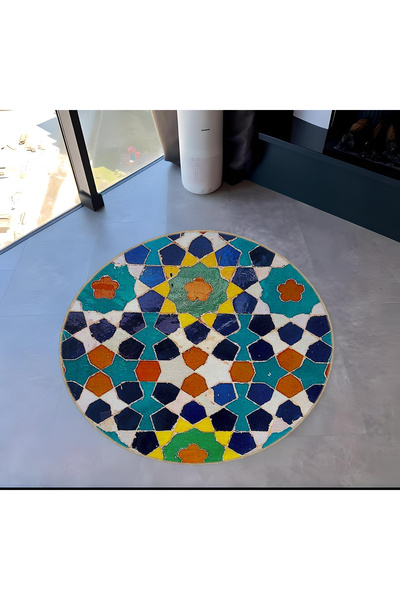 Rugs Modern Halı Mira Round Multicolored Shapes Detailed Modern Decorative Ca...