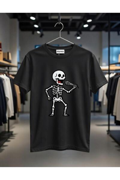 playwear PLAY WEAR Tricou unisex cu imprimeu MICROPHONE SKELETON, cu decolteu...
