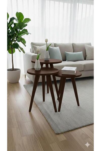 Home PRENSES AHŞAP AYAKLI 18 ML HAM MDF KAHVERENGİ LAKE BOYALI ZİGON SEHPA