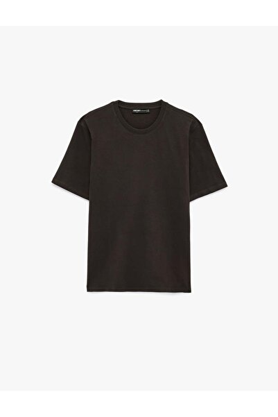 Koton Tricou cu mânecă scurtă din bumbac, cu croiala normală, basic guler rotund