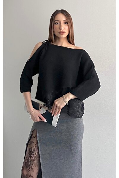 fujya Soft Textured Lace Trimmed Fakir Sleeve Knitwear