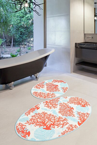 Lenjerii Deosebite Σετ 2 οβάλ χαλιών μπάνιου, Chilai Home, Moss DJT