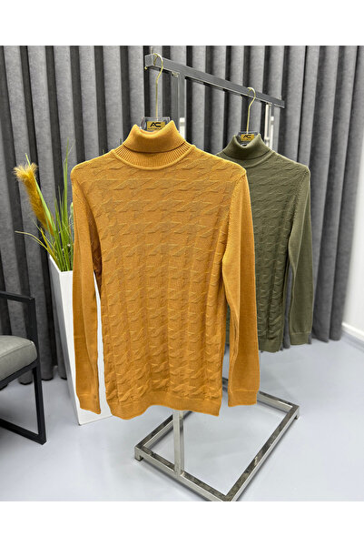 Avni Ceylan Men's Premium High-Neck Textured Knit Sweater