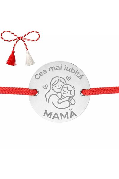 Bijuteria SORELLY Brățară din argint 925 cu șnur, model Moneda Mama