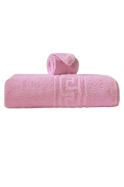 Pucioasa Prosop bumbac 100% cu bordura greceasca, 500gr/m2, 30x50cm Roz