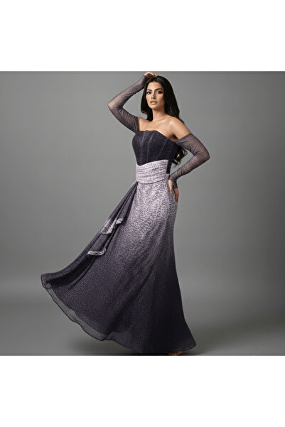 alqarat Aurora Ombre Gown with Detachable Sleeves