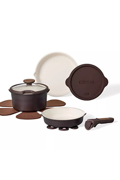 CAROTE 10-Piece Ceramic Cookware Set with Detachable Handle, PFAS-Free Health...