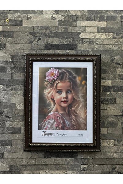 SANAT ÇERÇEVE 30x40 Dekoratif Kahve Rengi - Gold İşlemeli Cam Çerçeve – Moder...