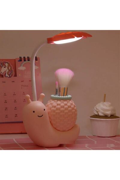 Saatistan Salyangoz Tasarımlı Masa Üstü Kalemlik ve LED Işıklı Aksesuar