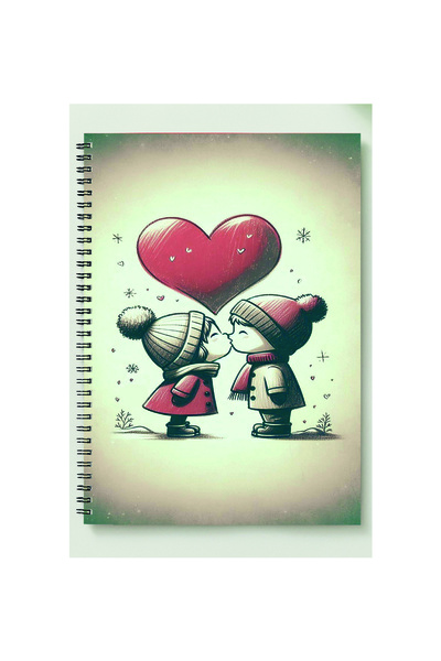 BLACKONECLASS غلاف معدني حلزوني غير مبطن مقاس A5 بتصميم LOVE AND HEART & THEMED