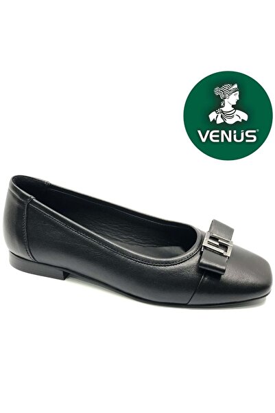 Venüs Albatros Genuine Leather Orthopedic Women's Casual Ballerina Shoes Black