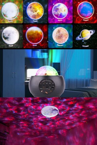 Saatistan Renkli Yıldızlı Gökyüzü Projeksiyon Gece Işığı Çocuklar İçin