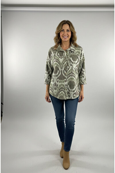 YusGos Women's Single Pocket 4/3 Sleeve Ethnic Patterned Thick Lumberjack Jac...