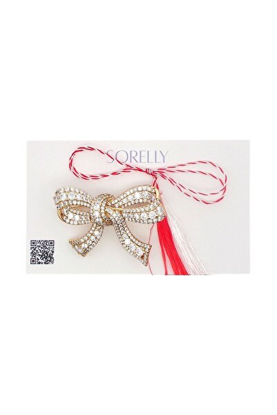 Bijuteria SORELLY Broșă cu fundă placată cu aur de 14k